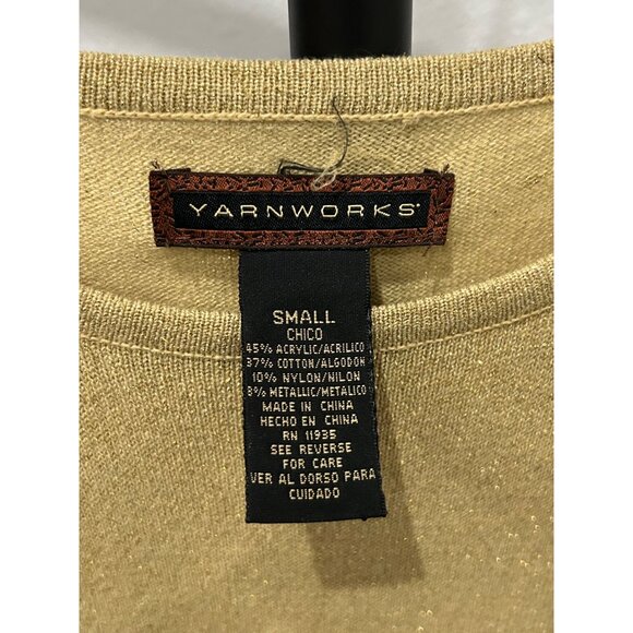 Yarnworks Gold Metallic Short Sleeve Round Neck Sweater Size S - Picture 5 of 8